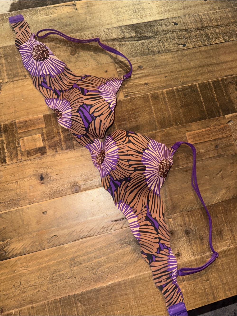 Victoria's Secret Very Sexy Push Up Purple and Brown Floral T-Shirt Bra